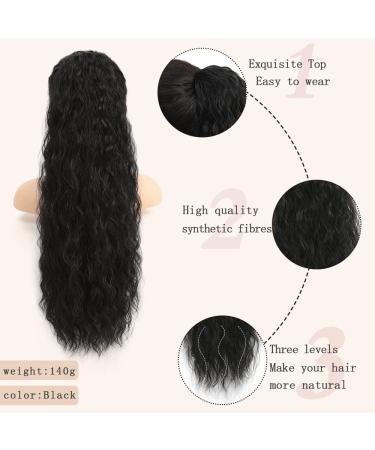 AFNOTE 24 Long Curly Drawstring Ponytail Extension - Synthetic Heat Resistant Fake Ponytail for Women (Black) - Buy Online on GoSupps.com
