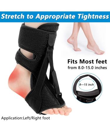 Plantar Fasciitis Night Splint with Memory Foam Pad - Adjustable Straps for Achilles Tendonitis Relief - Heel Arch Support for Women & Men - Black - Buy Online on GoSupps.com