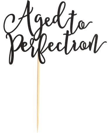 Arthsdite Aged to Perfection Cake Topper Happy Birthday Engagement Retirement Party Decorations Supplies - Black Glitter - Buy Online on GoSupps.com