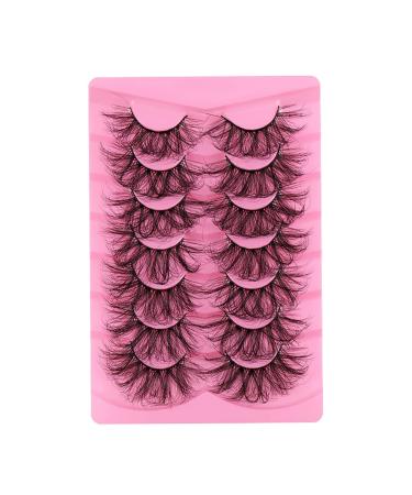 Faux Mink Eyelashes Natural Look Eyelashes Fluffy False Eyelashes Dramatic Long Eyelashes Wispy Fake Lashes Soft Volume Lashes 3D Strip Lashes B 10mm