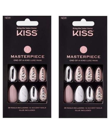 Kiss Masterpiece One-Of-A-Kind Luxe Mani Kitty Gurl KMN01 2 Pack