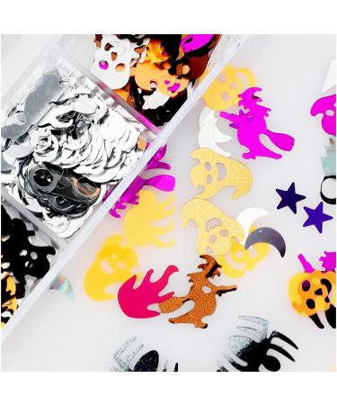 Halloween Nails Glitter Sequins 12 Colours Glitter for Nails Pumpkin Bat Black Halloween Nail Glitter Sequins Stickers Nail Decoration - Buy Online on GoSupps.com