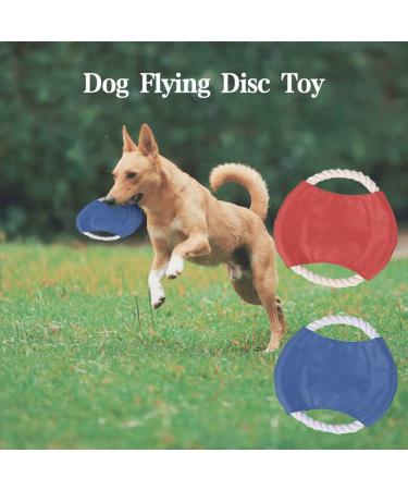 2 Pcs Dog Flying Disc Non Toxic Bite Resistant Dog Frisbee Dog Flying Saucer Natural Cotton Rope Pet Flying Saucer for Dog Outdoor Play and Exercise - Buy Online on GoSupps.com