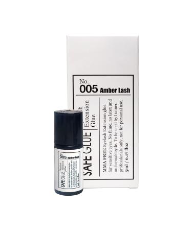 Amber Lash Safe Glue Super Sensitive Eyelash Extension Glue for Professionals MMA Free 2 Second Dry 8 Weeks Retension 5 ml / 0.17 floz