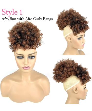 Afro Puff Drawstring Ponytail with 2 Bangs Afro High Puff Bun with Spring Curl Bangs and Afro Puff Bangs Clip in Hairpieces Pineapple Updo Ponytail with Bangs(T1B/30) 1 ponytail+ 2 bangs T1B/30 - Buy Online on GoSupps.com