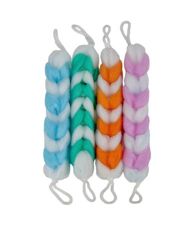 Loofah Lord 4 Exfoliating Braided Mesh Strechable Back Scrubber and Body Bath and Shower Sponge Long Loofah Wholesale Bulk Lot Assorted 4.0
