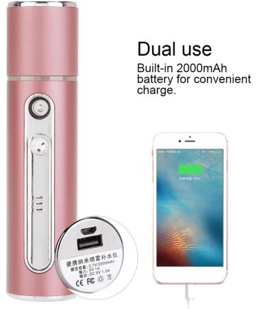 Generic Nanoscale Atomization Sprayer Handy Nano Mist Brighten Skin Tone with Oil Water Balance for Summer (Rose Aluminum Alloy + 2000 Power Bank) - Buy Online on GoSupps.com