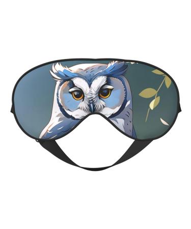 Soft Blue Owl Printed Eye Mask Adjustable Breathable Eye Masks for Sleep Light Blocking & Double-Sided Black