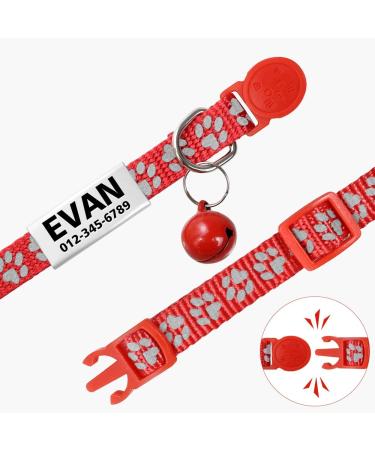 Tagme Cat Collar 2 Pack - Personalized Name & Phone Number Safety Clasp & Bell Adjustable 15-20cm for Kittens - Red - Buy Online on GoSupps.com