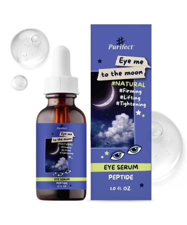 Made in USA Natural Peptide Retinol Niacinamide Eye Serum Anti Aging Brightening Firming Under Eye Care - 1oz/30ml (#Purifect Eye Me to the Moon Peptide Eye Serum)