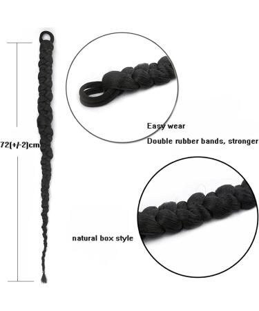 Ponytail Extensions Ring Long Boxing Braids Crochet Braid Hair Ponytail Extensions Synthetic Chignon Tail With Rubber Band Hair for Women(Color:Rose red) 28inches Rose red - Buy Online on GoSupps.com