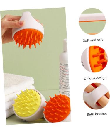 Frcolor Shampoo Massage Brush - Children's Hair Bathing Accessory Wet & Dry Head Skin Massager | 8x8x8.1cm Orange - Buy Online on GoSupps.com