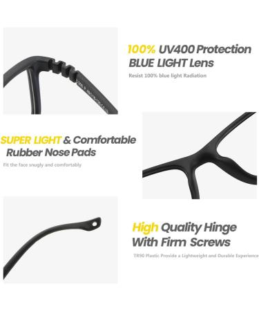 Gukoo Children's Blue Light Filter Glasses - Classic Anti-Fading Anti-Eye Fatigue TR90 Frame Clear Lens for Screen Use - Buy Online on GoSupps.com