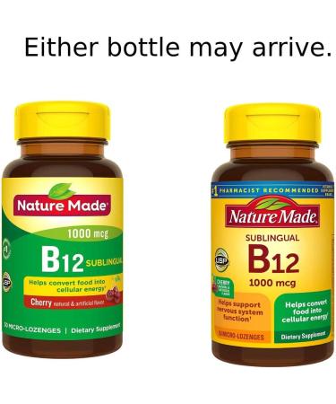 Nature Made B-12 1000 mcg Micro-Lozenges Cherry Flavor 50 ea (Pack of 2) - 100 Count Total - Buy Online on GoSupps.com