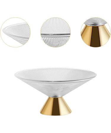 Ioensy Glass Fruit Bowl Decorative Glass Bowl Pedestal Bowl for Kitchen Counter Centerpiece Lines Gold - Buy Online on GoSupps.com