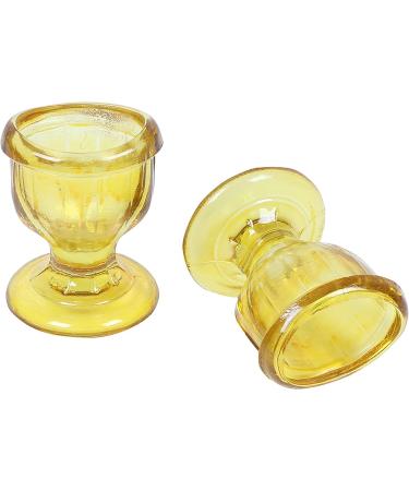 Glass Eye Wash Cup Set for Healthy Eyes | Soothing Relief from Allergens and Irritants | Eye-Shaped Rim for Comfort | Set of 2 Yellow - Buy Online on GoSupps.com
