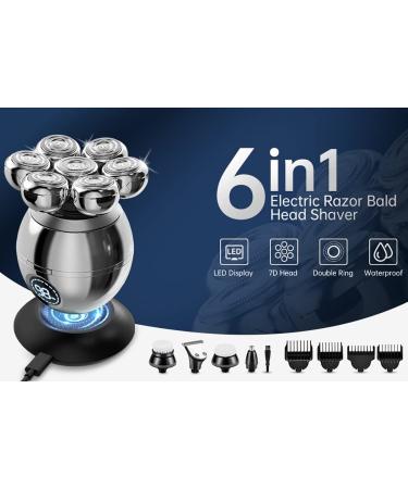 7D Head Shavers for Bald Men - 6 in 1 USB Rechargeable Electric Razor | Wet & Dry Bald Head Clipper & Trimmer - Buy Online on GoSupps.com