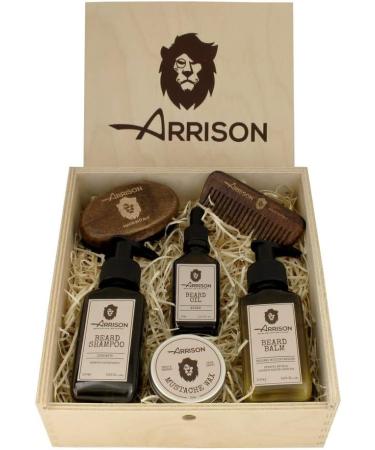 Arrison Beard Kit - Premium Italian Grooming Set | Shampoo Conditioner Wax Oil & Wooden Tools - Buy Online on GoSupps.com