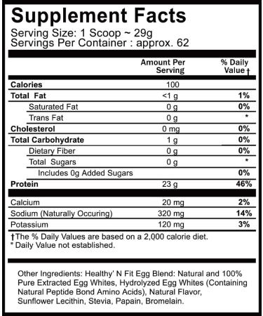 Healthy N Fit 100% Egg Protein - Vanilla (4lb) | Pure Egg White Protein Keto & Paleo Friendly Naturally Sweetened - Buy Online on GoSupps.com