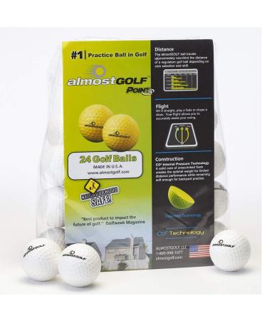 ALMOSTGOLF Point3 Limited Flight Practice Golf Balls  Realistic Spin, Trajectory, & Accuracy Foam Training Balls Pack of 24 White