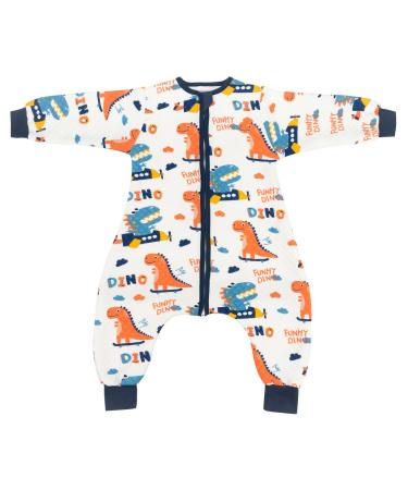 ZIGJOY Toddler Sleeping Bag 1.5 TOG Baby Sleep Bag with Feet 100% Cotton Sleep Sack All Year Round for 10-13T Baby Girl Boy Essentials Dinosaur