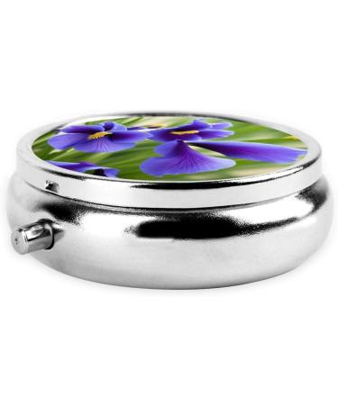 Violets Flower Mini Round Pill Box | 3 Compartment Portable Pill Organizer for Travel Home & Office - Buy Online on GoSupps.com