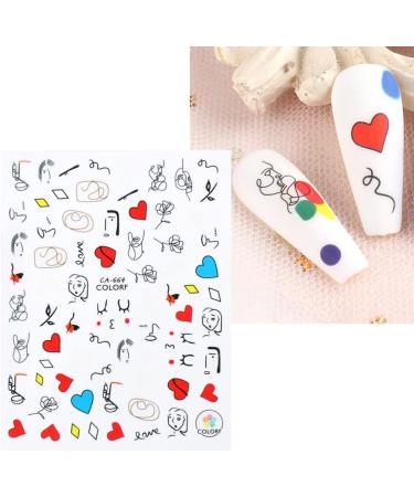 Sliders for Nails DIY Decals Nail Foils Abstract Face Nail Stickers Flower Leaf Summer Theme 3D - Buy Online on GoSupps.com