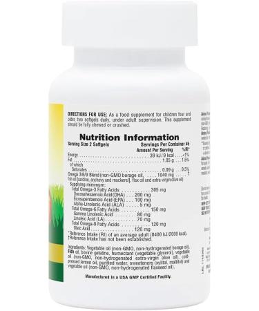 NaturesPlus Animal Parade Omega 3 6 9 Junior 90 Softgels - Plant & Fish Oil for Kids - Brain Health - Lemon Flavour - Gluten Free - Buy Online on GoSupps.com