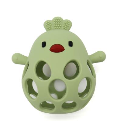 KIAANS Baby Teething Toys Silicone Chick Teether Toy BPA Free Teething and Grasping Toy Nursing for Babies (Green)