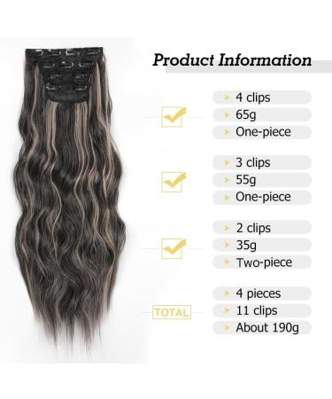 Yddm 24-Inch Wavy Clip-In Hair Extensions - 4PCS Realistic Synthetic Hair for Women | Affordable Full-Head Volume & Easy Application - Buy Online on GoSupps.com