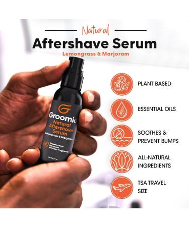 Groomie Natural Aftershave Serum for Bald Men | Soothing Skin Care for Head Neck Face & Chin | Prevent Razor Burn & Bumps | 1 OZ - Buy Online on GoSupps.com
