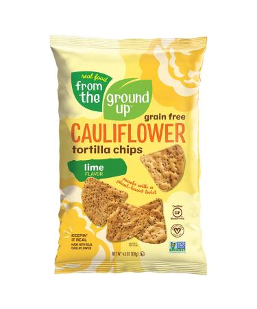 REAL FOOD FROM THE GROUND UP Cauliflower Tortilla Chips - 6Count, 4.5 Oz Bags (Lime)