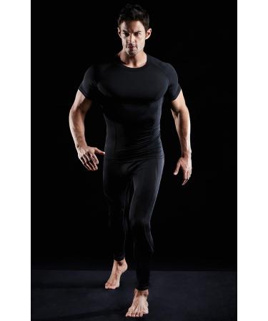 ATHLIO Men's Cool Dry Short Sleeve Compression Shirts - 3 Pack, Black, Size Large - Buy Online on GoSupps.com