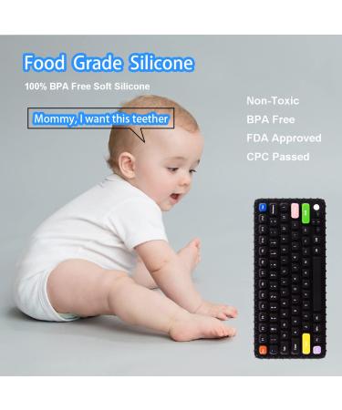 Besosay Baby Keyboard Teething Toy for Babies 0-12 Months | Soft Silicone Infant Teether Pacifier | Fidget Toy for Breastfeeding Baby | Black - Buy Online on GoSupps.com