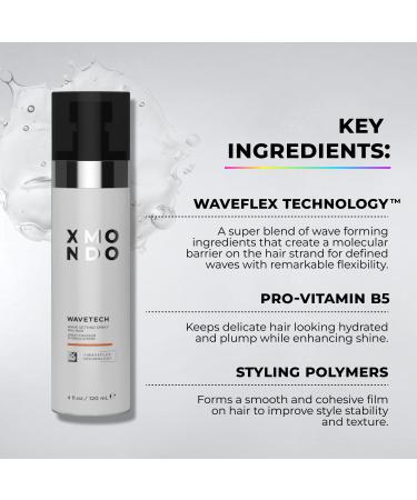XMONDO Hair Wavetech Wave Setting Spray | Vegan Formula Designed with Waveflex Technology and Styling Polymers for Enhanced Waves Texture Pro-Vitamin B5 to Combat Breakage and Frizz Control 4 Fl Oz Wavetech Wave Setting Spray Max Hold - Buy Online on GoSupps.com