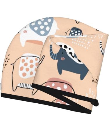 Cute Ink Drawn Elephants Microfiber Hair Towel | Super Absorbent Quick Dry Wrap for Women | Ideal for Long Curly & Thick Hair - Buy Online on GoSupps.com
