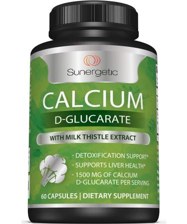 Premium Calcium D-Glucarate Supplement with Milk Thistle Extract - Calcium D-Glucarate for Liver Support & Detox Support  500mg of Calcium D-Glucarate Per Serving  60 Capsules