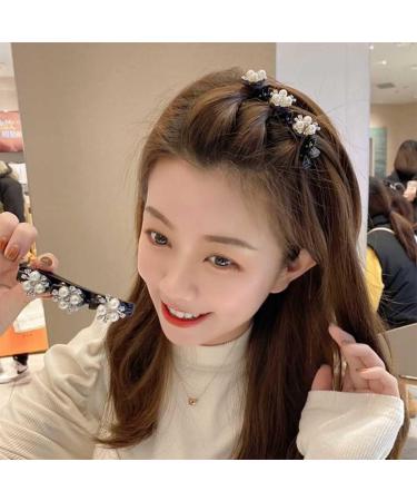 4PCS Sparkling Crystal Stone Braided Hair Clips with 3 Small Clips Pearl shaped hairpin duckbill clip Braided Hair Clip with Rhinestones for Girls Women Hair Accessories - Buy Online on GoSupps.com