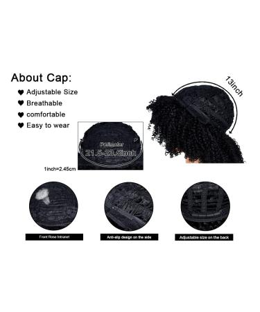Buy Short Curly Afro Wig for Black Women - Kinked Synthetic Hair Heat-Resistant Full Wig with Ponytail in Blonde & Black - Buy Online on GoSupps.com
