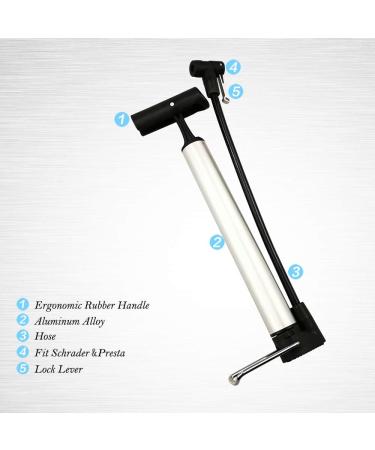 ZUKKA Mini Bike Pump - Portable Hand Air Pump for Presta & Schrader Valves, Kids & Mountain Bikes - Silver - Buy Online on GoSupps.com