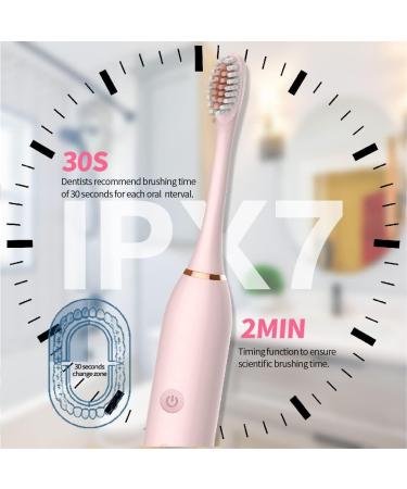 BIUSIKAN Sonic Electric Toothbrush - USB Rechargeable with 4 Brush Heads, 6 Modes & Smart Timer for Adults - Pink - Buy Online on GoSupps.com