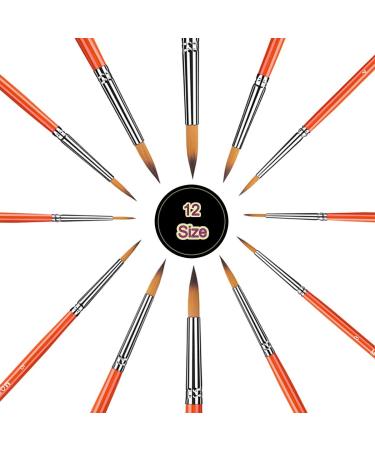 12Pcs Watercolor Paint Brushes Set for Acrylic, Gouache, Oil - Round Pointed Brushes for Artists - Short Handle - Miniature & Model Painting - Buy Online on GoSupps.com