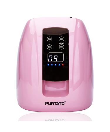 Purtato Professional Salon Rechargeable 90W UV LED Cordless Nail Lamp 45 lamp Beads Long Battery Life Removable Stainless Steel Bottom  4 Timer Setting and Smart Sensor Nail Dryer (Pink)