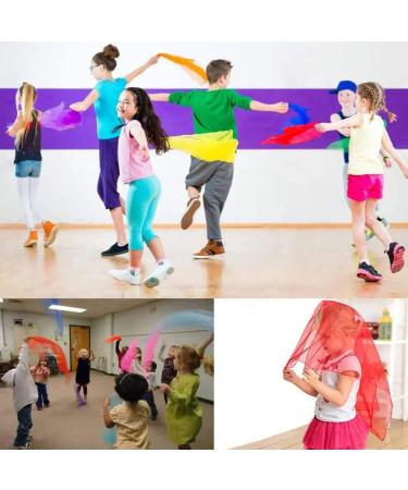 36 Pieces Colorful Silk Towels - Chiffon Dance & Juggling Scarves for Kids | 60x60cm Sensory Gymnastics Cloths - Buy Online on GoSupps.com