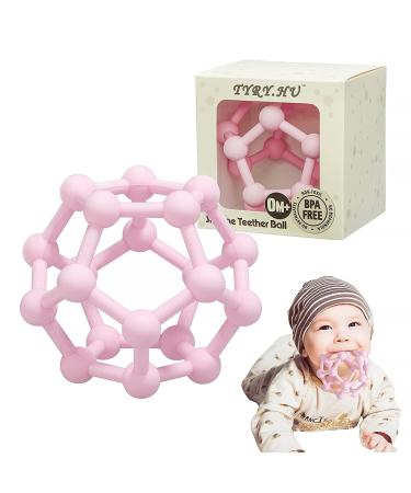 Sensory Silicone Teether Ball for Babies | Easy to Hold Stress Relief Toy | Pink Molar Teething Ball for 0+ Months - Buy Online on GoSupps.com