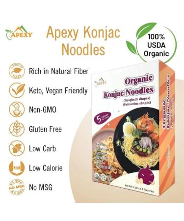 Apexy Organic Shirataki Konjac Noodle Variety Pack - 8 Pouches, 53.6oz - Low Calorie, Low-Carb & Gluten-Free Pasta - Vegan, Keto & Paleo-Friendly - Buy Online on GoSupps.com