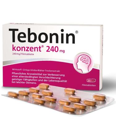 Tebonin Group 240 mg - 120 Tablets | Boost Memory & Concentration | Promote Blood Circulation | Ginkgo Biloba Extract for Aging Support - Buy Online on GoSupps.com