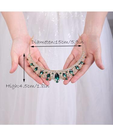 JWICOS Crystal Tiara Comb for Women - Green Queen Crown for Wedding & Bridal Party - Buy Online on GoSupps.com
