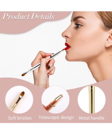 2-Piece Insertable Lip Brush Set - Double-Ended Lip Gloss Applicator & Concealer Brush - Portable Makeup Brushes in Gold & Silver - Buy Online on GoSupps.com
