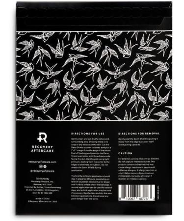 Recovery Derm Shield Tattoo Aftercare Bandage - Transparent Waterproof Adhesive - 10 Pack - 5.9 x 7.9 Inches - Buy Online on GoSupps.com